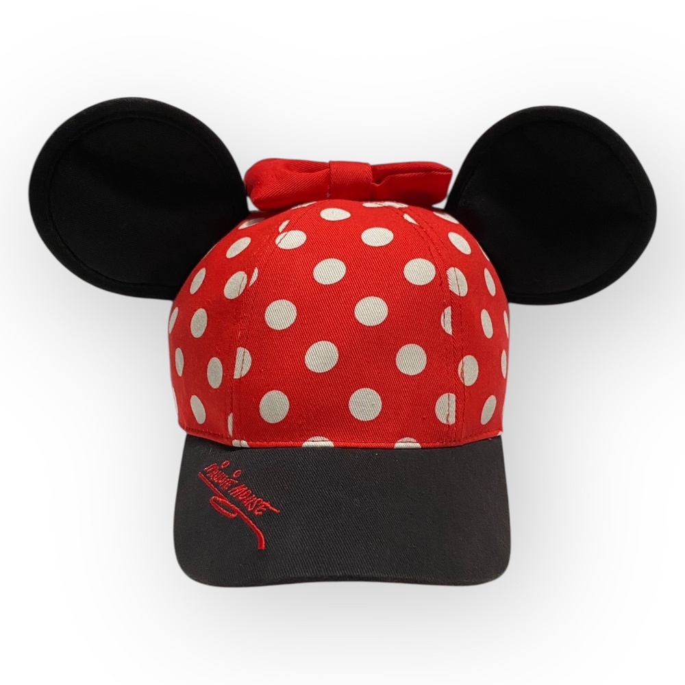 Disney Parks Minnie Mouse Red Polka Dot Youth Hat Cap Snapback Bow & Ears